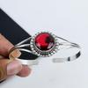 Красивый красный гранатовый драгоценный камень браслет-манжета ручной работы из стерлингового серебра 925 пробы, красный гранатовый браслет-манжета для жены, браслет унисекс, пасхальный подарок