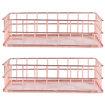 2 шт. Nordic Simple Rose Gold кованая железная корзина для хранения настольный органайзер ContainerL