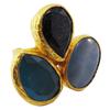 [Q5634] - Designer Ring 'Cléopatra' Turquoise Black Gold - 30x25 Mm