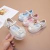 Girls' Leather Shoes with Lights 2025 Spring and Autumn New Children's Bow Rhinestone Princess Shoes Baby Girl Soft Sole Single Shoes Tide