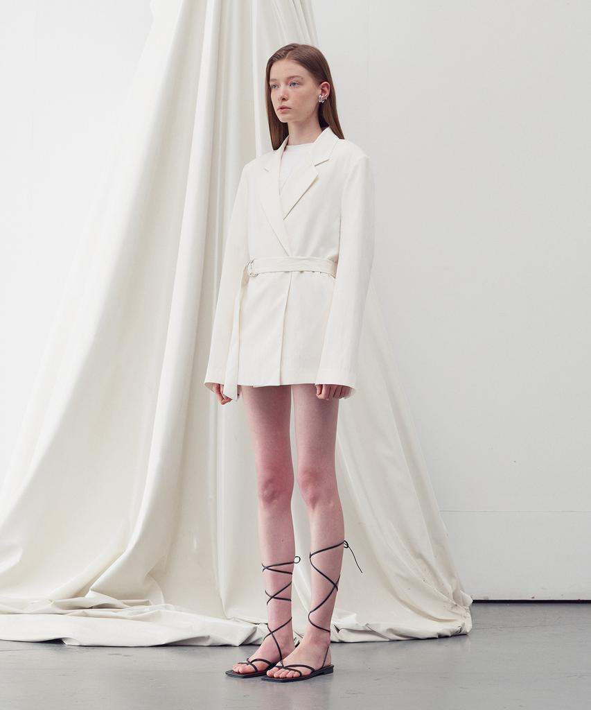 Re Rhee D-Ring Belted Jacket Ivory