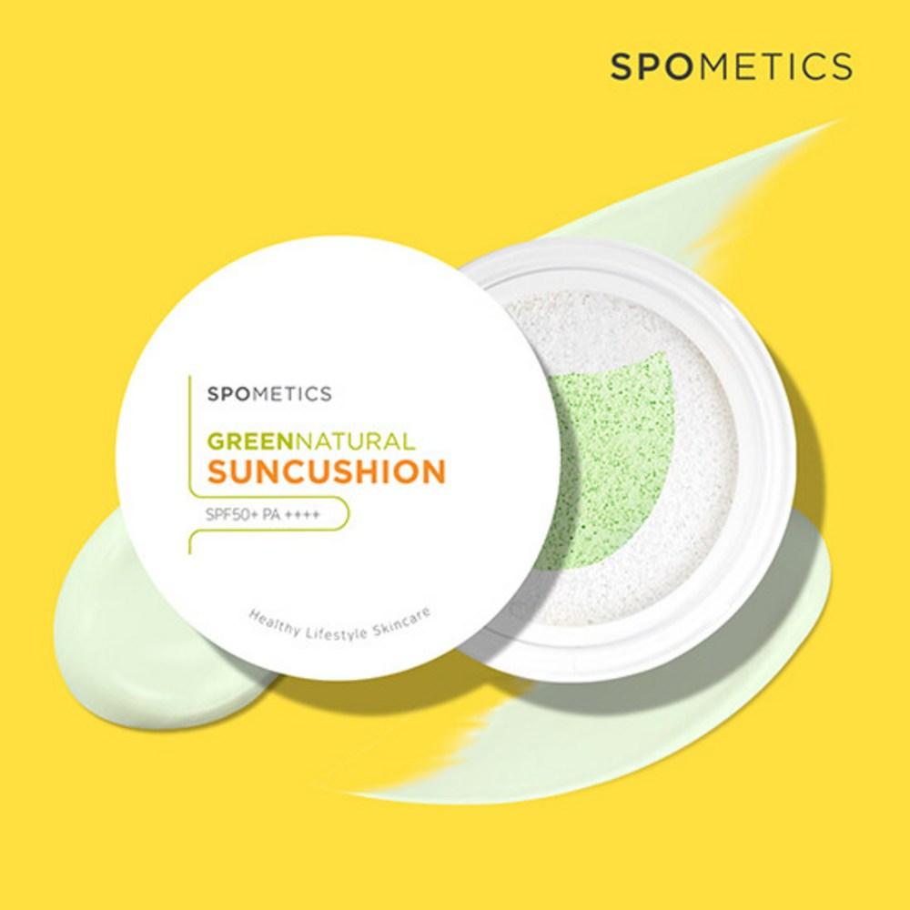 Spometics Green Natural Sun Cushion Большая емкость 25 г Сменный блок 1+1, 1 шт.