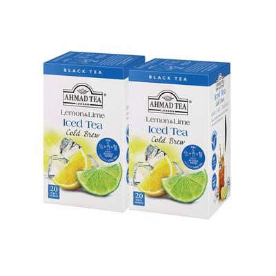 AHMAD TEA Холодный настой Черный чай, Лимон и Лайм, в индивидуальной упаковке, 20 чайных пакетиков x 2 упаковки