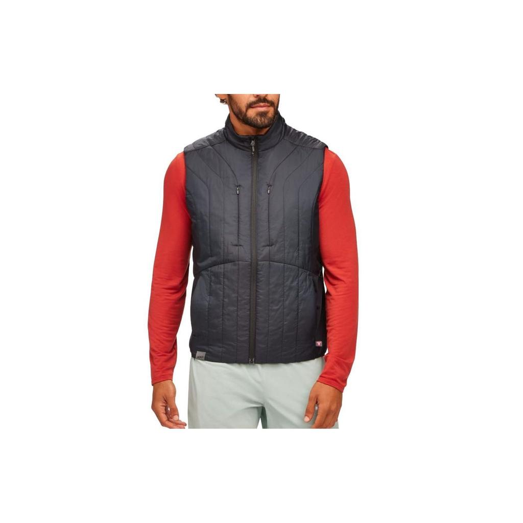 HOKA One One Жилет от холода Однотонный Сшитый Воротник-стойка Молния Без рукавов Мужские жилеты Черный 1141733-BLK