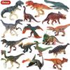 Oenux 4pcs Small Jurassic Dinosaur Set Action Figure T-Rex Mosasaurus Velociraptor Carnotaurus Animals Model Educational Kid Toy