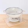 Stainless Steel 5L Round Alcohol Buffet Stove with Glass Lid and Hook for Outdoor Use