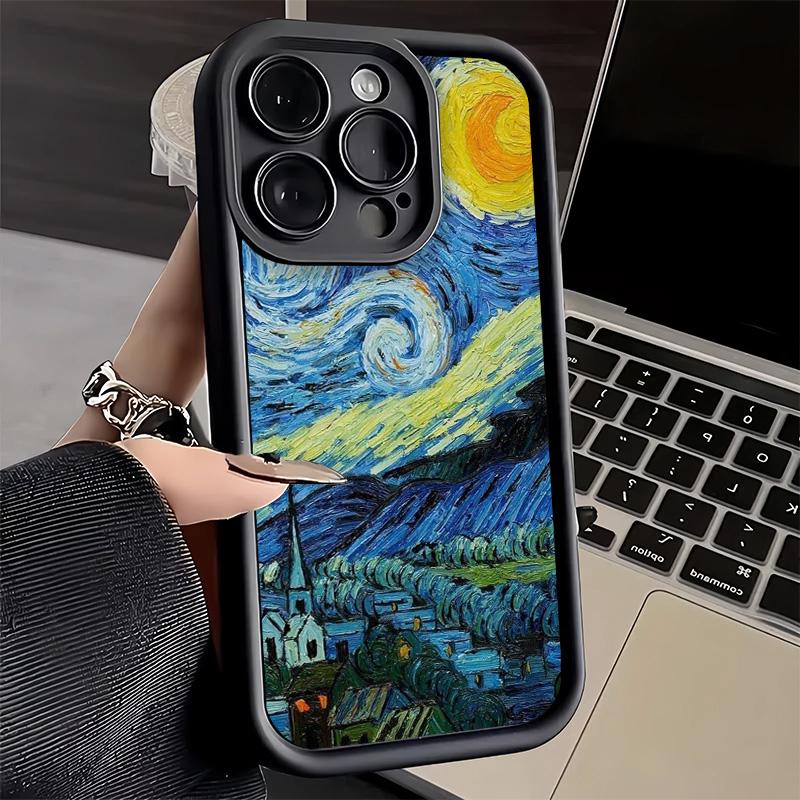 Чехол для телефона iPhone 17 Air 16E 15 16 Pro Max Ван Гог Масляная живопись Эстетика Чехол 14 Plus 13 12 Mini Мягкий корпус Силиконовый Забавный