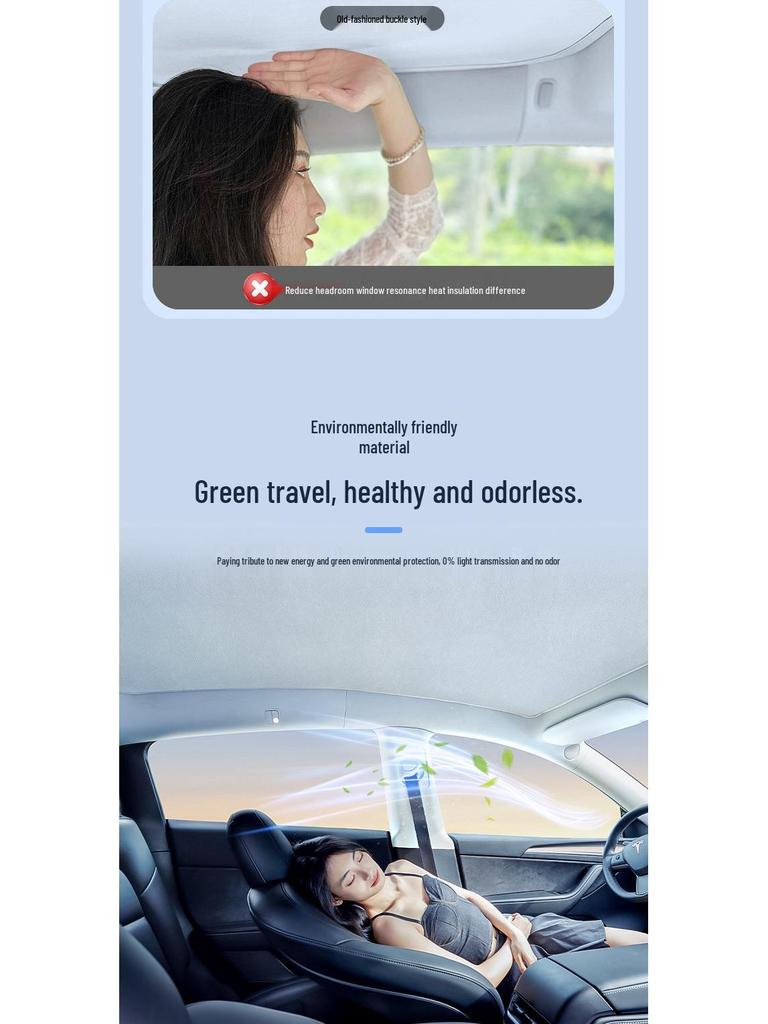 QiYuan A07 Suede Electrostatic Canopy: Sunshade & Heat Insulation for Car Sunroof
