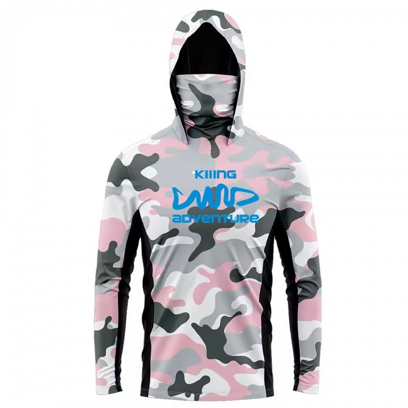 Mens Quick-Dry Hooded Sun Protection Fishing Cycling Jersey Breathable Long Sleeve Outdoor Sportswear