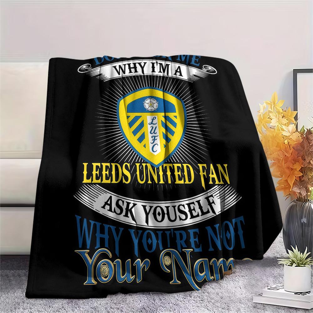 1PC Custom Name Leeds United F.C. Patterned Flannel Blanket Suitable For All Seasons for Home Decor Warmth and Comfort Gifts Holiday Present -HE142