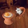 Cat Figurine Table and Chair Model Pretend Play Props with Furniture for Accessories