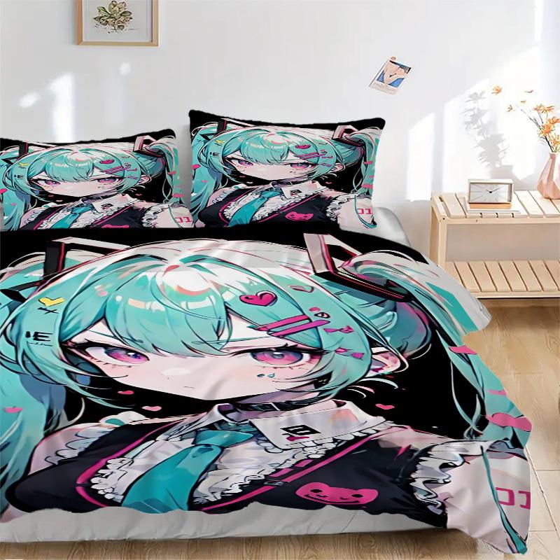 Vocaloid Character Artwork Print 3Pcs Bedding Setduvet Cover With 2 Bedropillowcase Home Birthday Gift