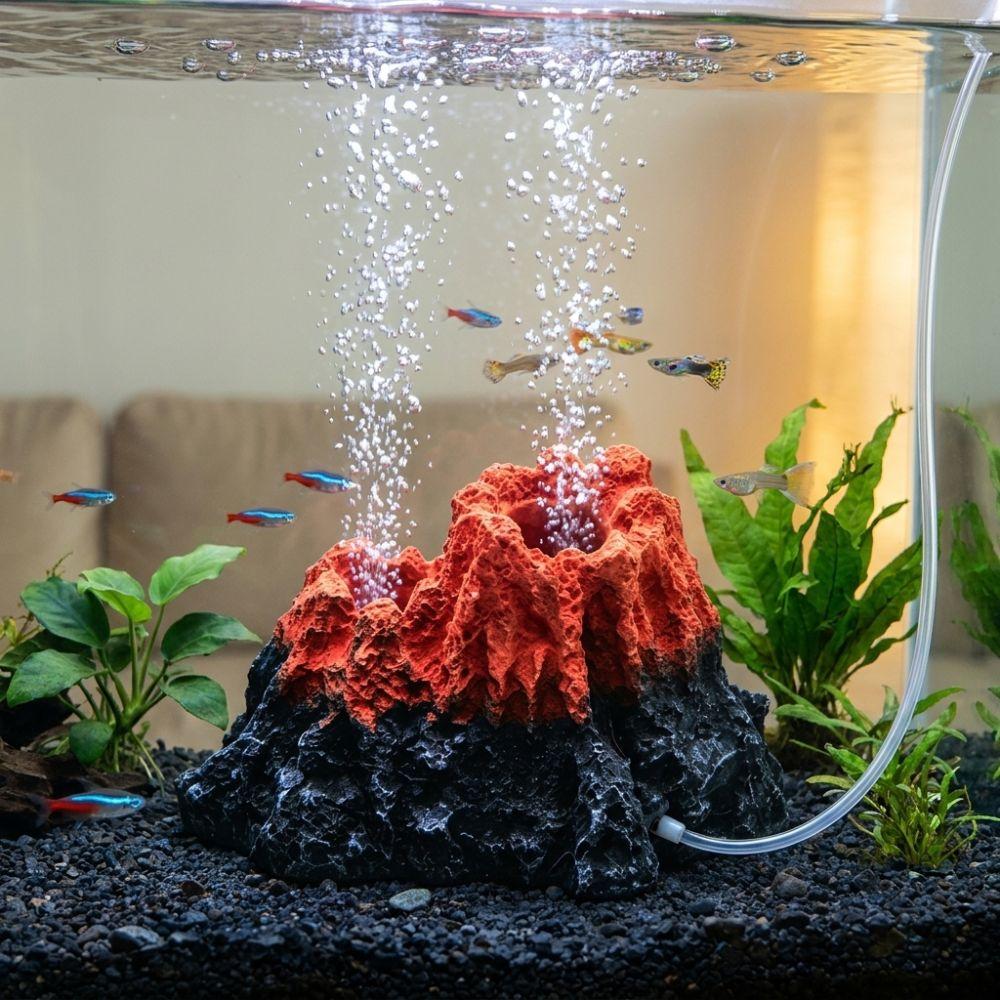Natural Style Aquarium Volcano Ornament Fish Tank Air Pump Volcano Freshwater Fish Tank Layout