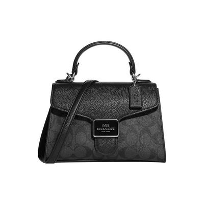 Сумка Pepper 22 Classic Monogram Signature из покрытого канваса и зернистой кожи, ручная сумка, сумка на плечо, сумка через плечо, маленькая женская сумка, черная C7226-SVTSQ