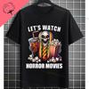 Funny I Just Want To Pet Dogs Watch Horror Movies Graphic Tshirt Short Sleeve 100cotton Casual Streetwear Humor Style Tshirt