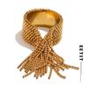 Statement Stainless Steel Chain Tassel Finger Ring Adjustable 18K PVD Plated High Quality Charm Stylish Golden Jewelry
