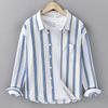Spring New Casual Shirt Men's Japanese Trend Long-sleeved Striped Shirt Jacket Loose