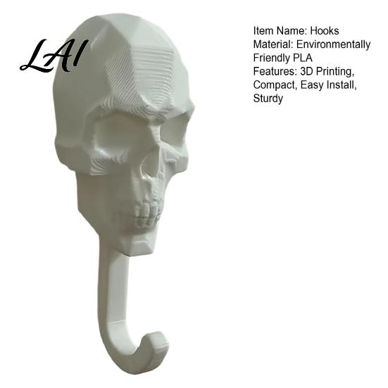 Sturdy Wall Organizer 2Pcs 3D Printed Skull Hook Gothic Dark Mounted Hanger Geometric Personalized Pendant Towel Key Hat Storage Hook for