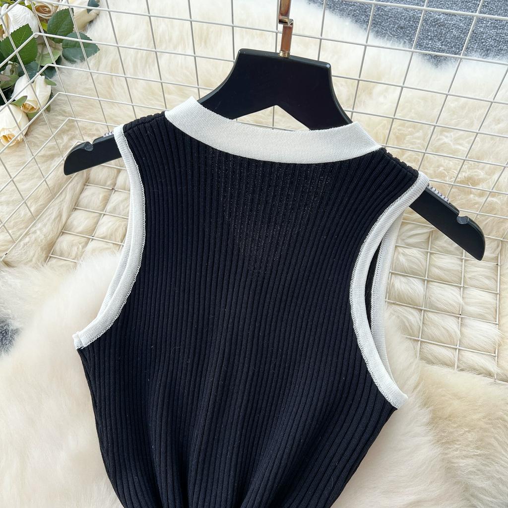 Summer Women Casual V-neck Sleeveless Single Breasted Knitted Sweater Long Midi Dresses