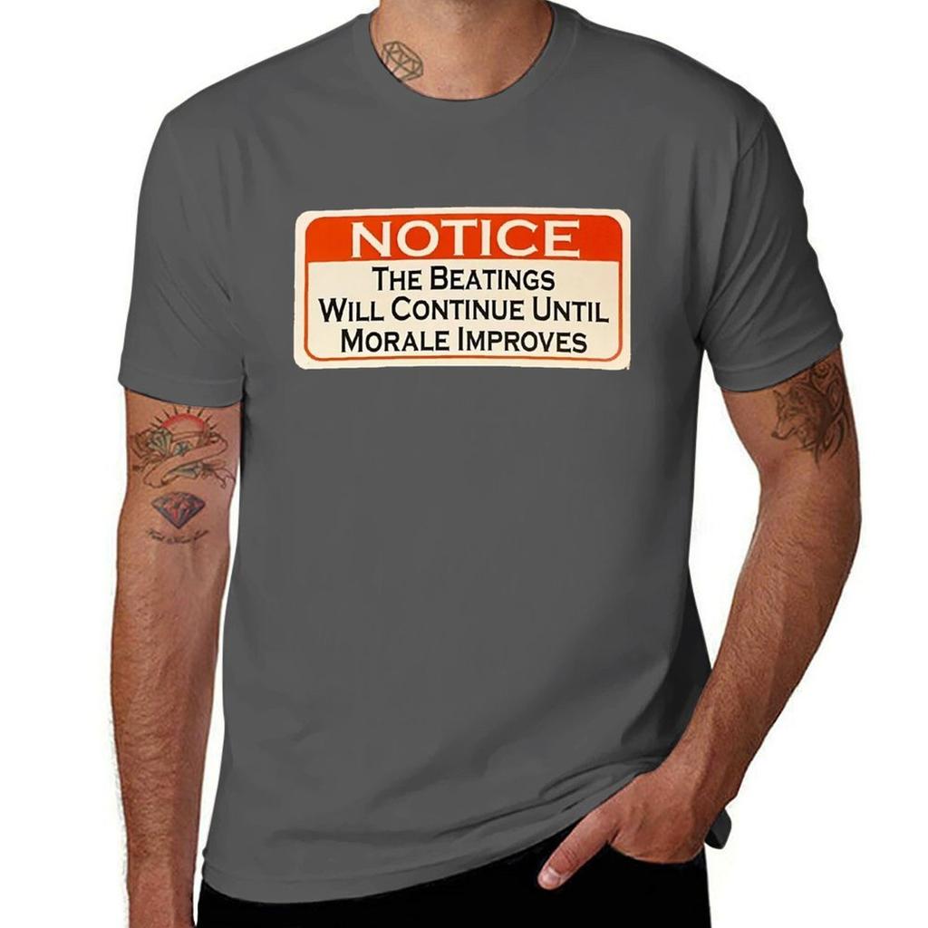 Noticethe beatings will continue until morale improves TShirt Stretch Fabric Comfort TShirt