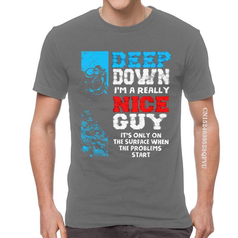 Funny Scuba Diving T Shirt Men Cotton Oversized T Shirts Deep Down Im A Really Nice Guy Tee Tops Novelty Tshirt EMO Men