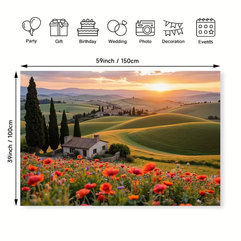 2D Italian Countryside Farmhouse Backdrop Photography Background Banner