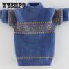 Boys' Winter Long Sleeved Warm Mink Fur Mid Neck Knitted Sweater Thickened Children's Sweater