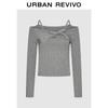 UR 2026 Spring Women's Asymmetric Shoulder 3D Bow Knit Sweater