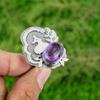 Sterling Silver Natural African Amethyst Wedding Promise Statement Bezel Ring