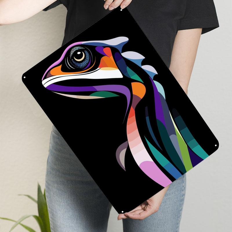 Colorful Lizard Portrait Tinplate Signs Abstract Art Poster Vintage Home Decor Items Custom Metal Sign for Wall Art Decoration
