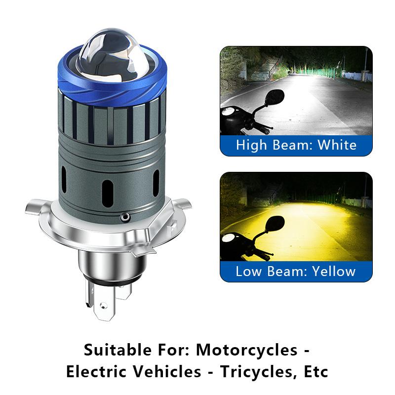 1 шт. 20000 лм Мотоциклетная фара H4 LED BA20D H6 Турбо лампа Ближний/дальний свет Мотоциклетная CSP LED Проекторная линза Лампа для мотоцикла Белый Желтый 6000K 3000K