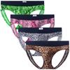 Jockstraps Leopard Printed Open Back Hipless Low Rise Sexy Men's Thong Underwear Sissy Bikini Shorts Fashion Sports Men's T-back Undrepants