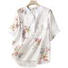 Летняя свободная рубашка с короткими рукавами из рами, повседневная универсальная, с художественным принтом, из хлопка и льна, блузки