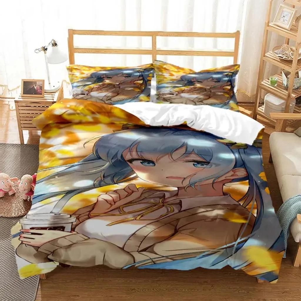 Anime Princess Girl Hime Bedding Set Boys Girls Twin Queen Size Duvet Cover Pillowcase Bed Kids Adult Fashion Home Textileextile