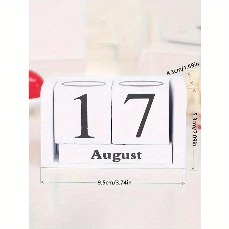 1pc Wooden Perpetual Calendar - Elegant Wooden Block Calendar With Daily Date Display, Suitable For Office, Study, Shop, Bar
