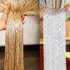 1x2M Shiny Tassel Silver Line String Curtain Valance Living Room Divider Wedding DIY Home Decor