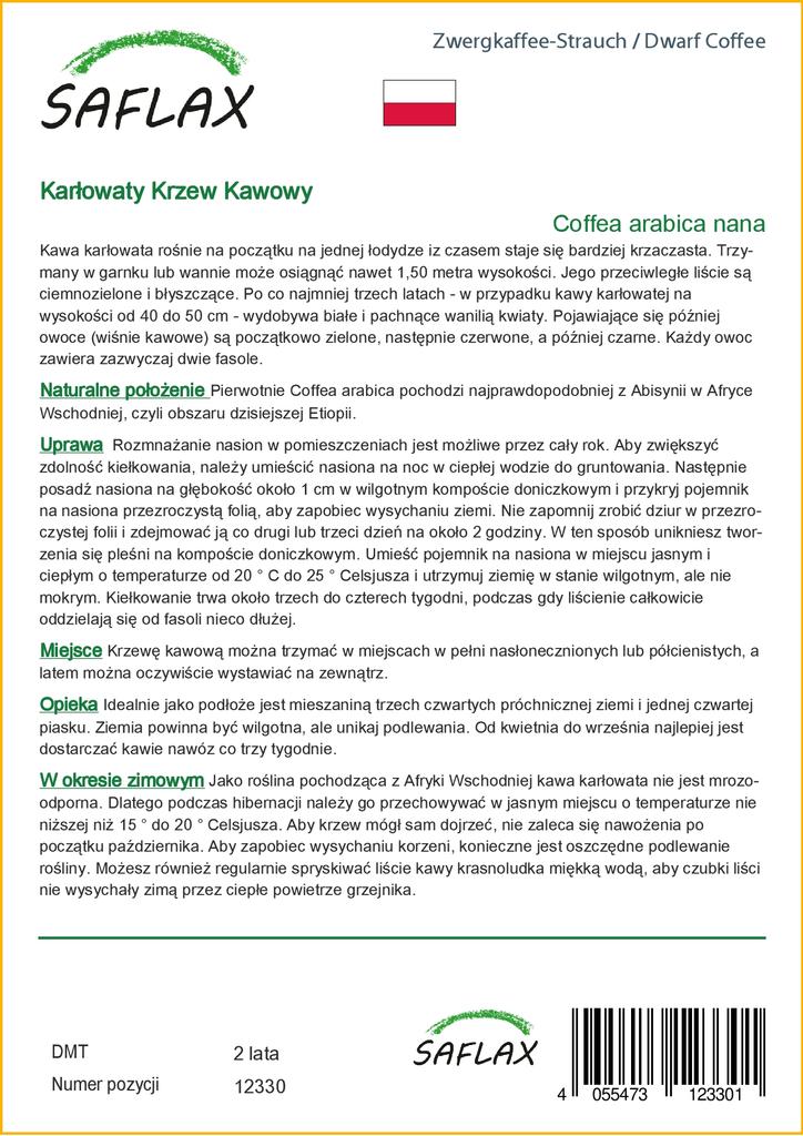 SAFLAX Кофе Карлик - 8 семян - Coffea arabica nana