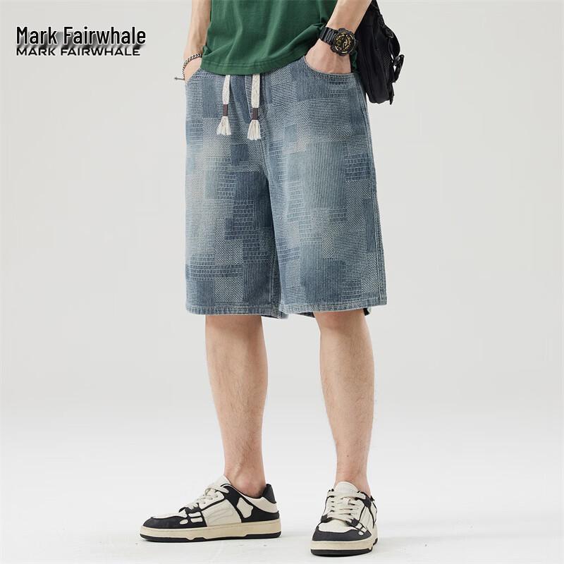 MARK FAIRWHALE Men's Loose Straight Denim Shorts