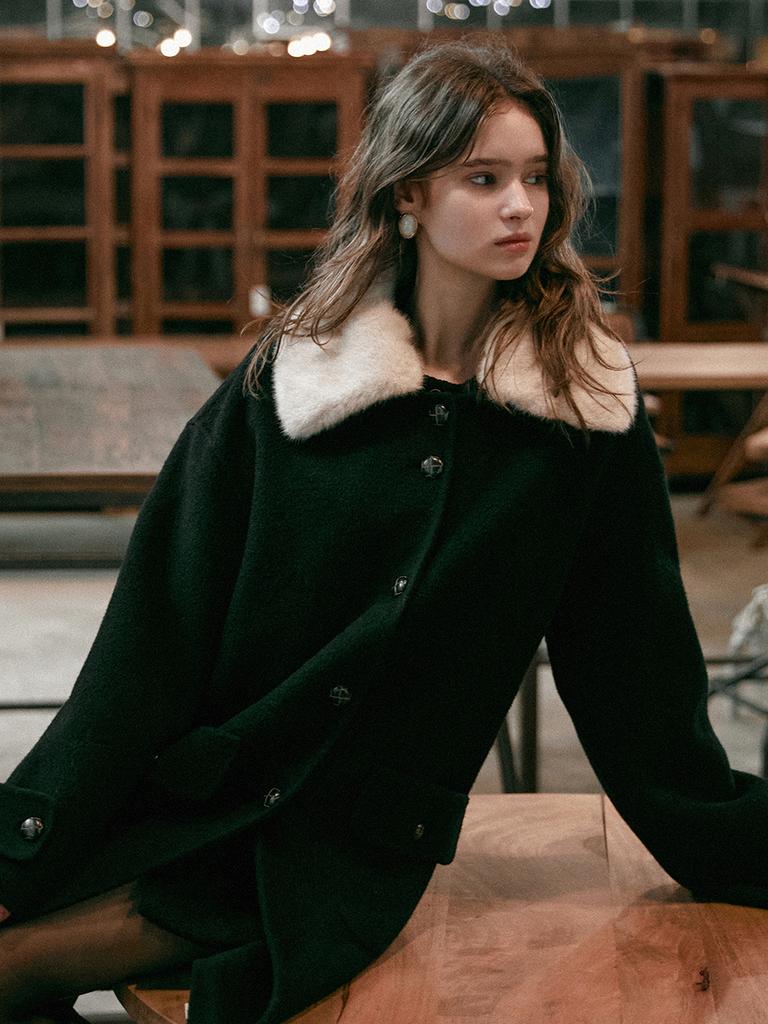 Lenina Perris Wool Handmade Half Coat_Black