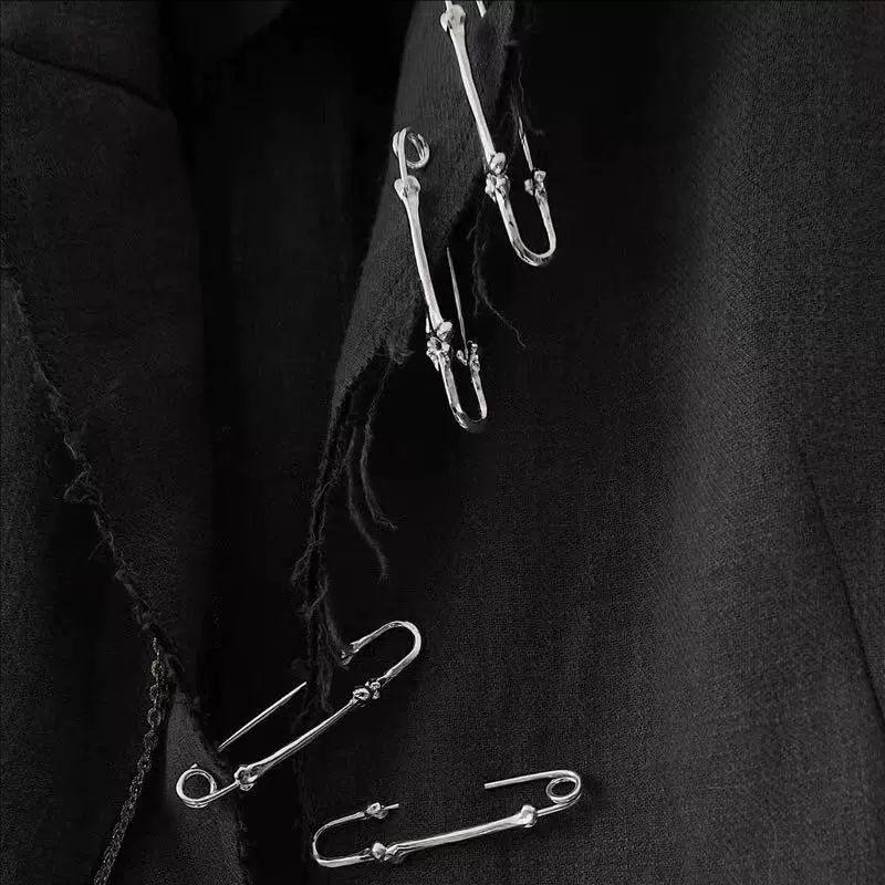 Punk Rock Metal Brooches Irregular Bone Design Badge for Jacket Suit Fashion Accessory Unisex Gift