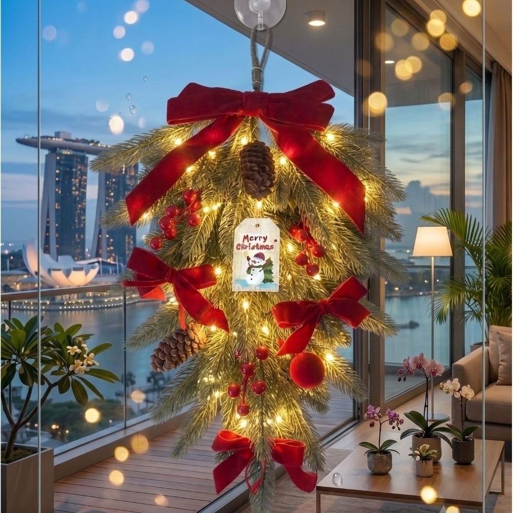 Teardrop Shape Christmas Swag With Bells Teardrop Wreath Indoor Outdoor Use