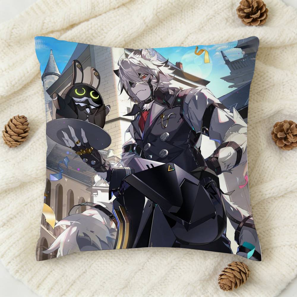 ZZenless Zone Zero VVon Lycaon Doublesided Printed Square Decorative Cushion Cover for Sofa Living Room Home Decor