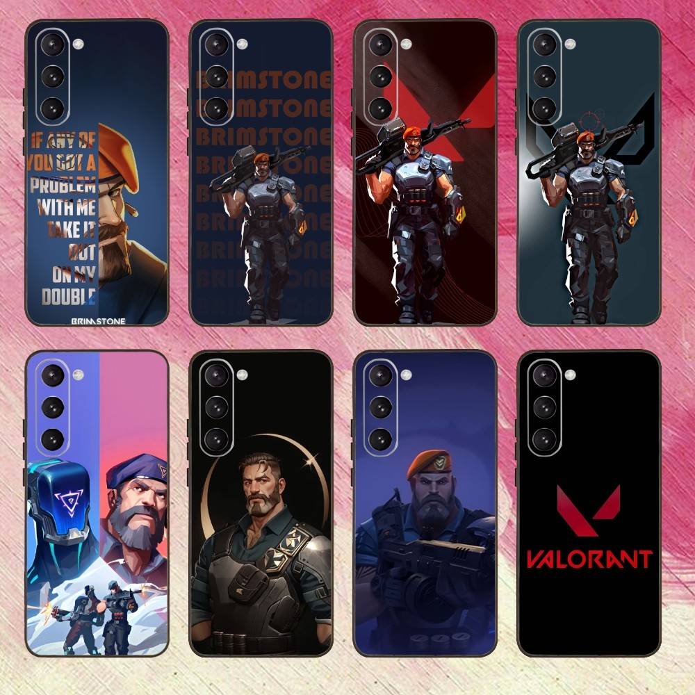Чехол для телефона V-Valorant Agent B-Brimstone-ES для Samsung Galaxy A73,A72,A71,A70,A53,A52,A51,Другие Мягкий Черный Чехол