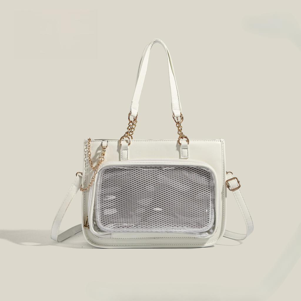 Сумка для еды через плечо, модная маленькая сумка через плечо, черная, для учеников младших и старших классов, прозрачная сумка для бара