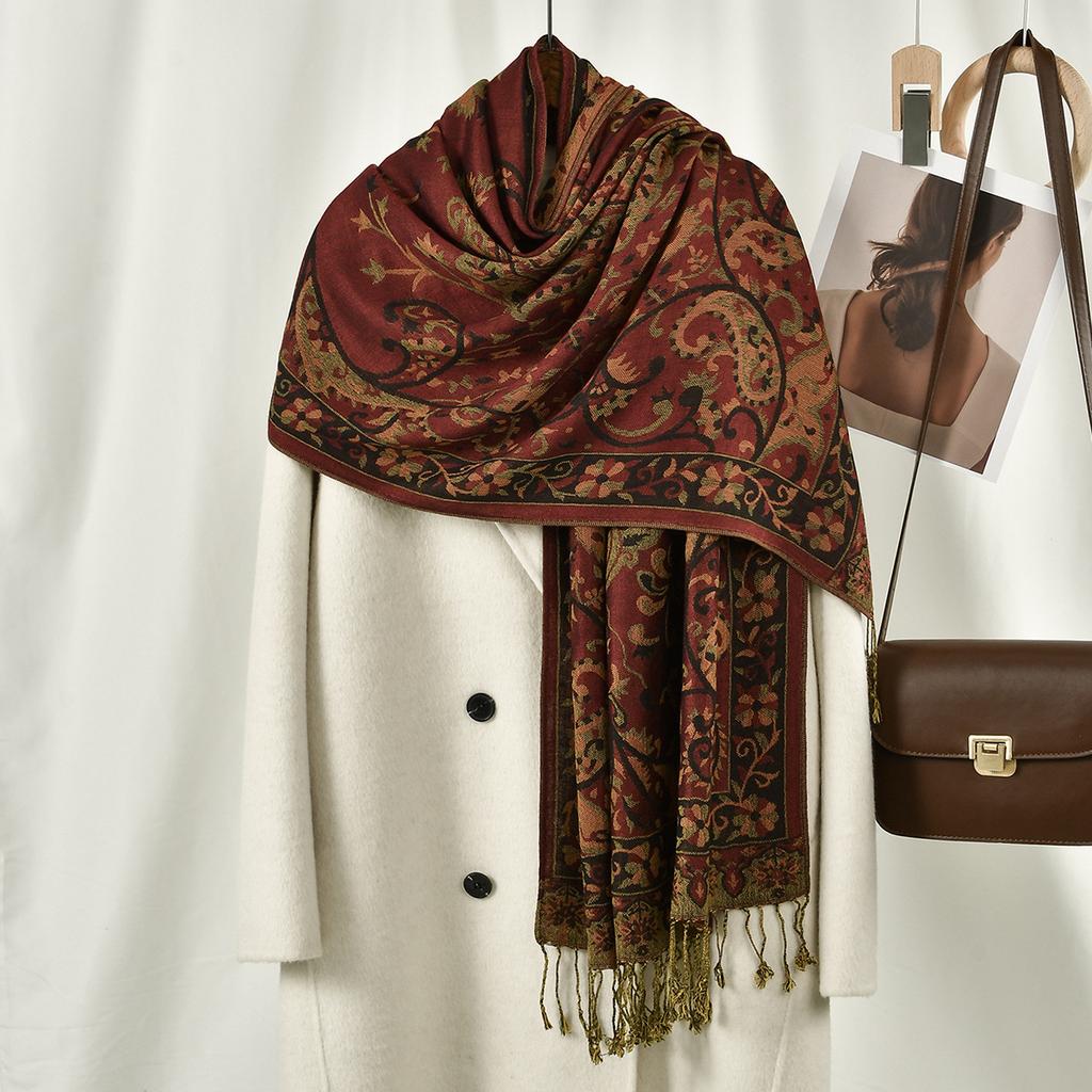 Ethnic Style Cashew Embroidered Polyester Long Towel Versatile Fashion High Quality Women's Travel Shawl