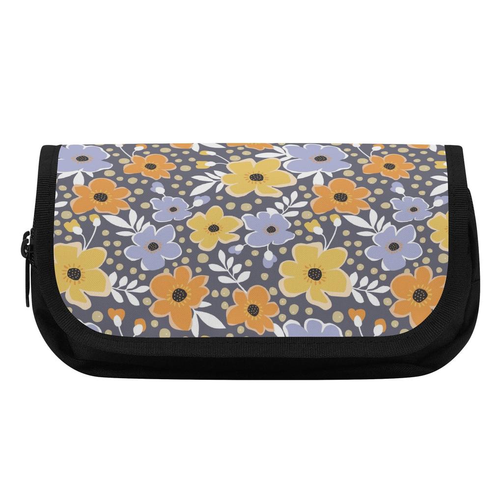 Pencil Bag Extra Large Capacity 300D Polyester Metal Zipper with Two Compartments for Pens Ruler Scissors Students for Boys Girls