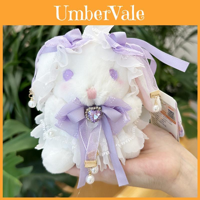 Adorable Lolita Rabbit Plushie Doll Soft Pp Cotton Stuffed Animal Girl Gift Ornament 14cm