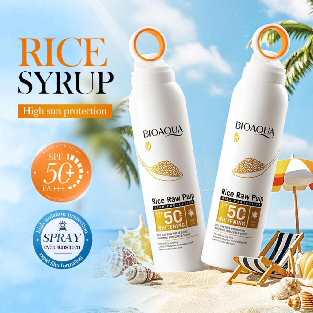 Отбеливающий солнцезащитный спрей с рисовой пастой SPF50+ Защита от ультрафиолета Солнцезащитный крем