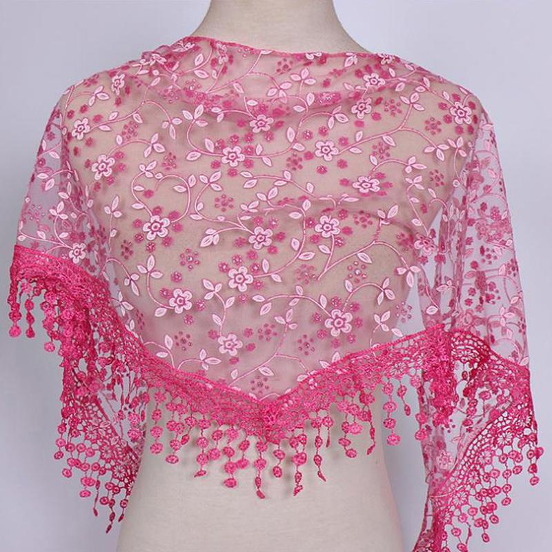 1Pc Women Triangle Wrap Lady Shawl Flower Lace Scarf Shawls