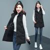 Осенне-зимняя женская однотонная свободная утолщенная теплая жилетка без рукавов средней длины с капюшоном, женская куртка